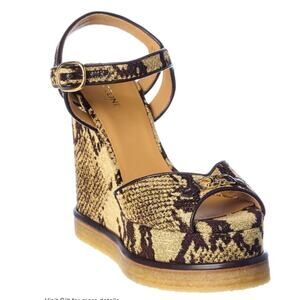NWB Celine Jacquard Wedge Sandal Brown Python Printed 38
